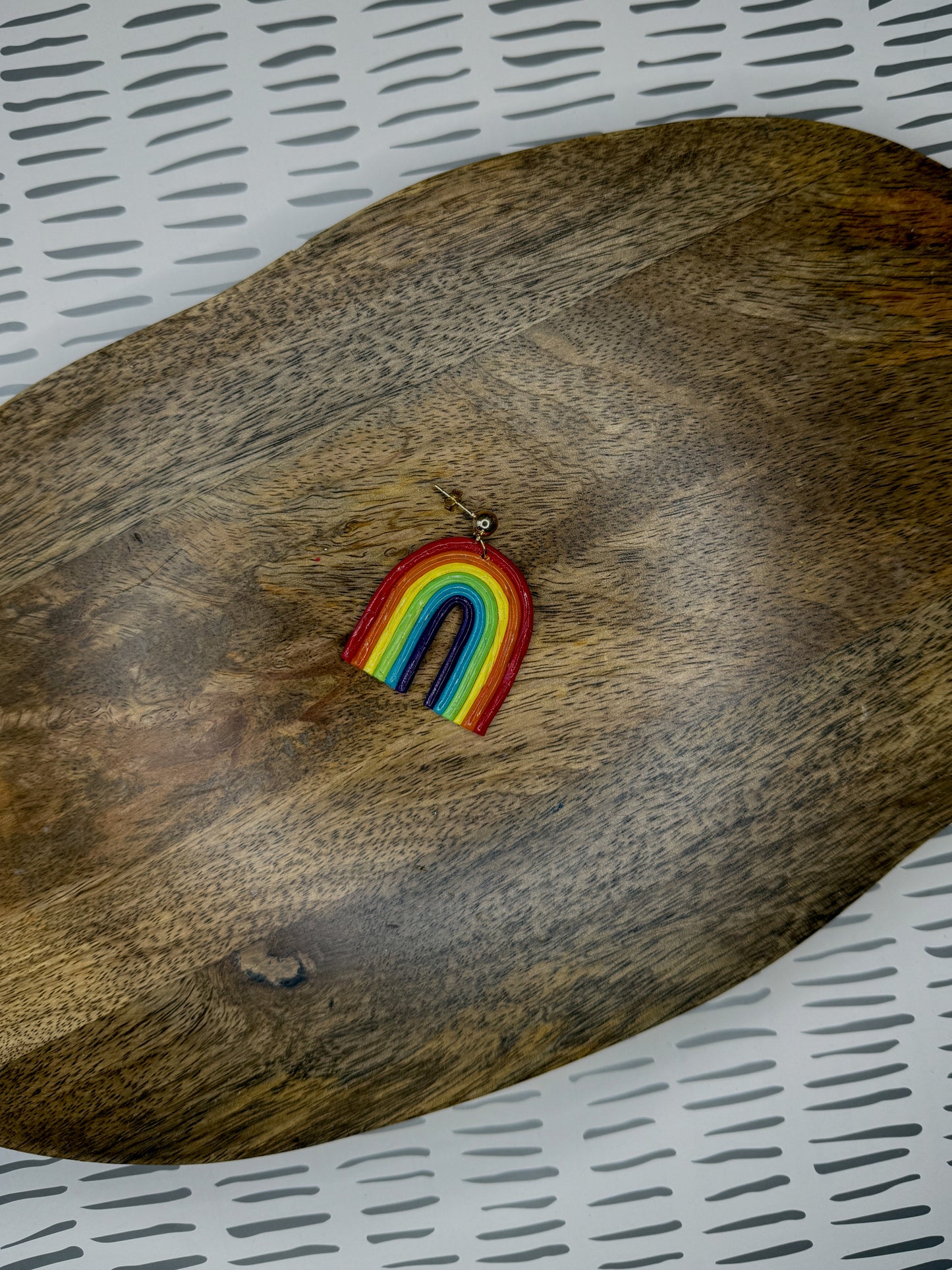 Rainbow Dangle Pride Earrings | Polymer Clay Statement Studs | LGBTQ+ Handmade Jewelry