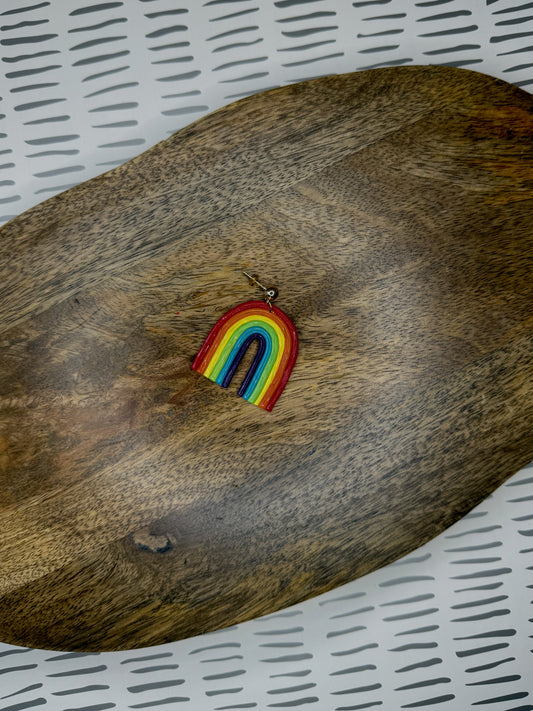 Rainbow Dangle Pride Earrings | Polymer Clay Statement Studs | LGBTQ+ Handmade Jewelry