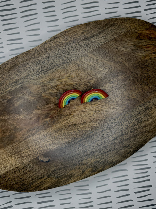 Mini Rainbow Pride Earrings | Polymer Clay Studs | LGBTQ+ Handmade Jewelry