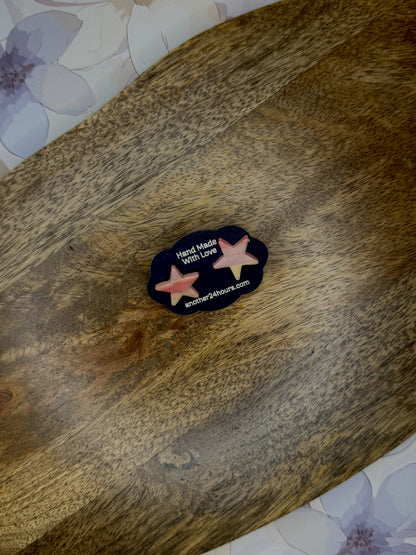 Star Stud Earrings | Marbled Polymer Clay Jewelry | Lightweight Everyday Studs