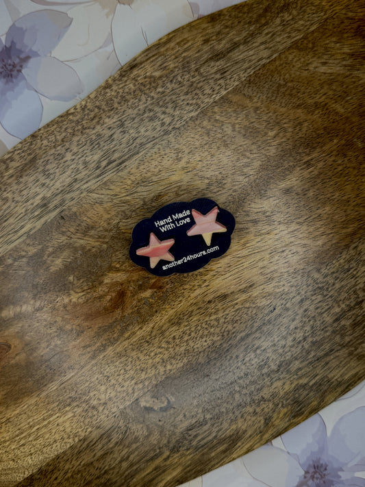 Star Stud Earrings | Marbled Polymer Clay Jewelry | Lightweight Everyday Studs