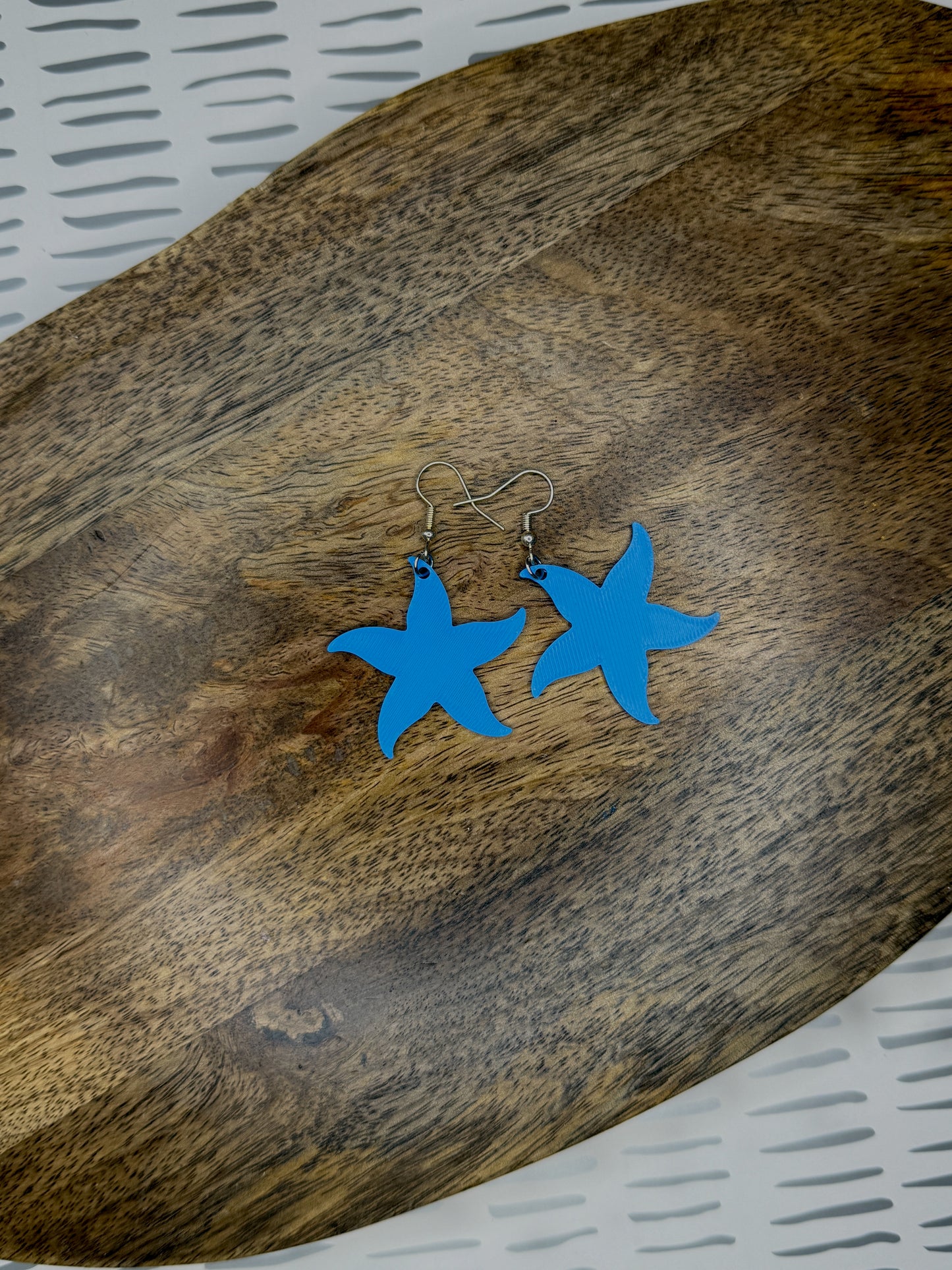 Starfish Earrings | 3D Printed Ocean Jewelry | Coastal Statement Earrings in Orange, Blue, or Pink