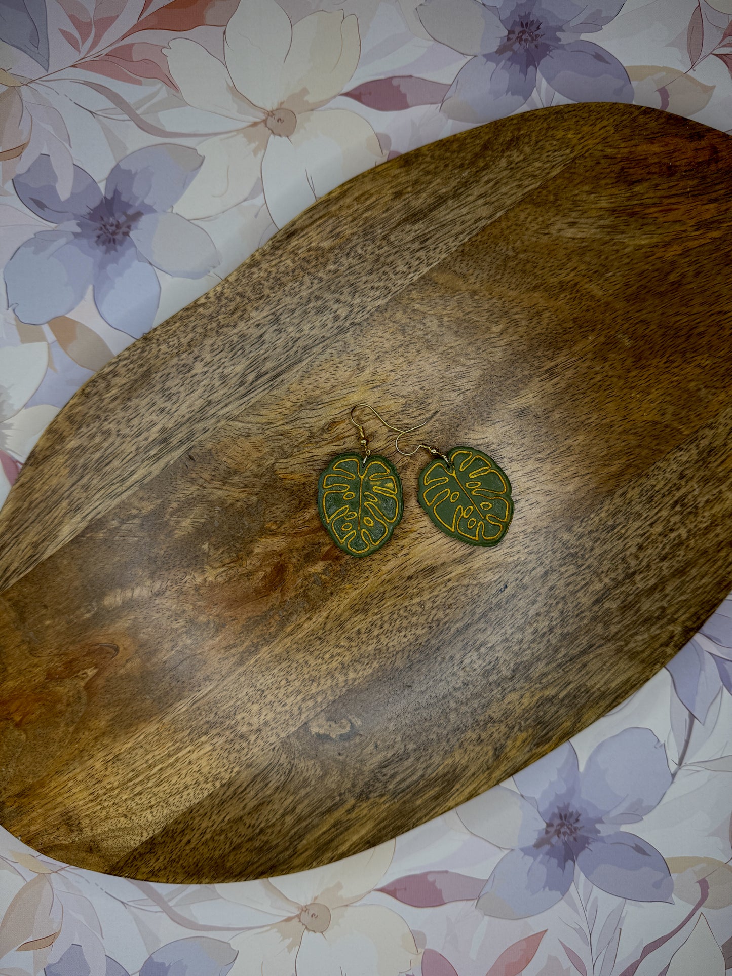 Tropical Leaf Earrings | Polymer Clay Dangles | Monstera & Pothos Plant Jewelry