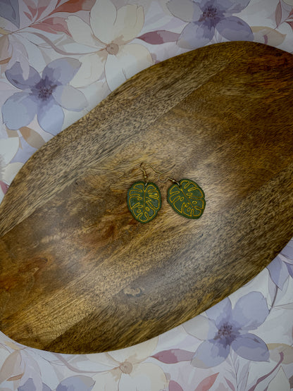 Tropical Leaf Earrings | Polymer Clay Dangles | Monstera & Pothos Plant Jewelry