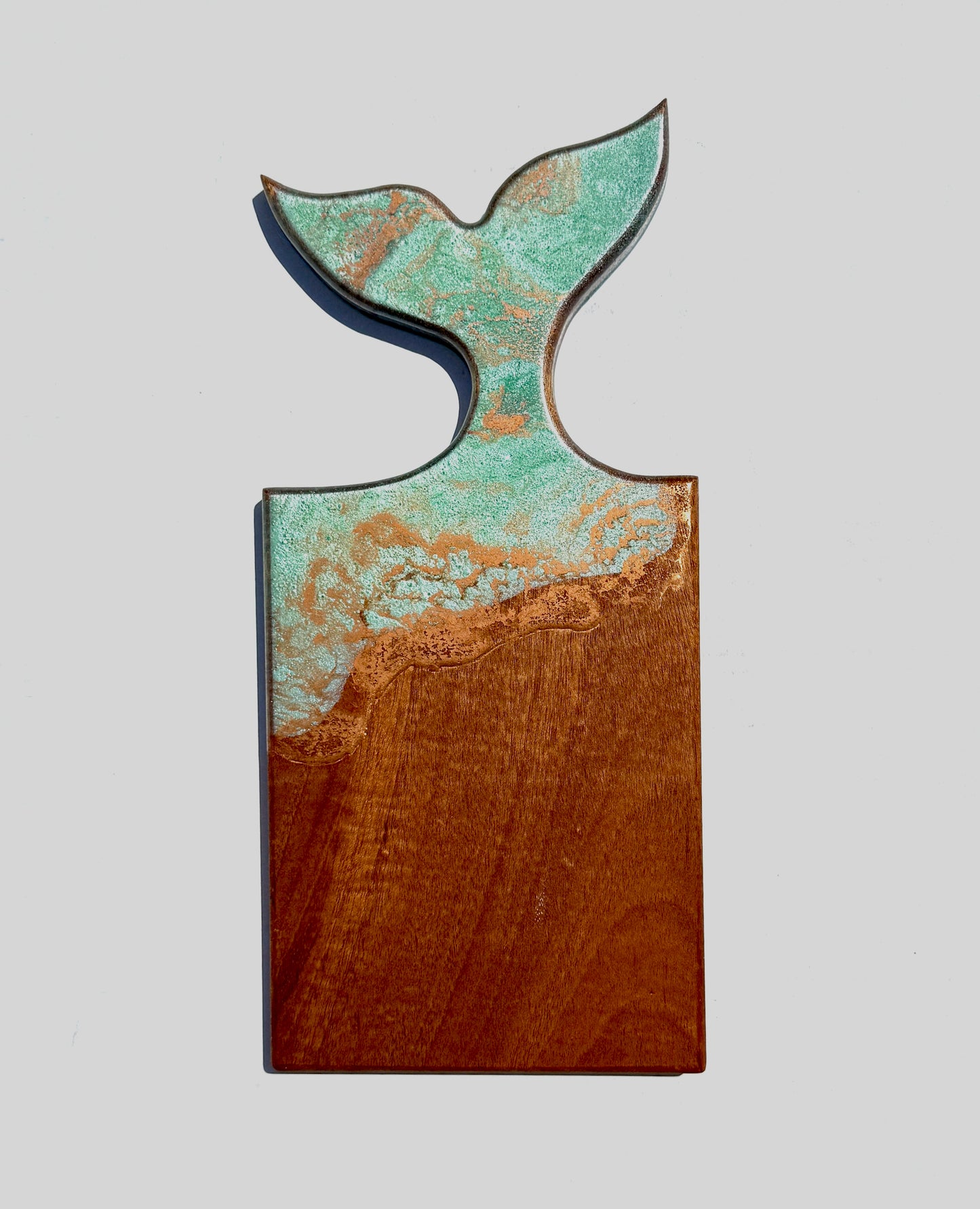 Whale Tail Serving Board | Handcrafted Mahogany & Resin | Custom Engraved Charcuterie Tray | Coastal Kitchen Statement
