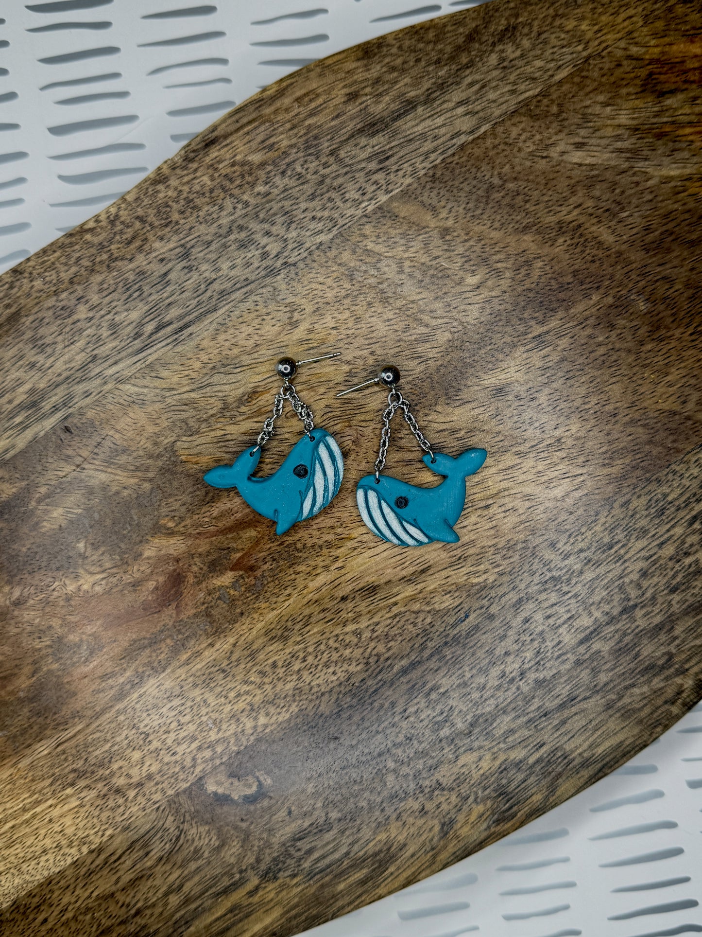 Whale Stud Earrings | Polymer Clay Earrings | Ocean Lovers Jewelry | Cute Whale Earrings | Handmade Marine Animal Studs |