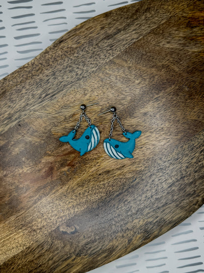 Whale Stud Earrings | Polymer Clay Earrings | Ocean Lovers Jewelry | Cute Whale Earrings | Handmade Marine Animal Studs |