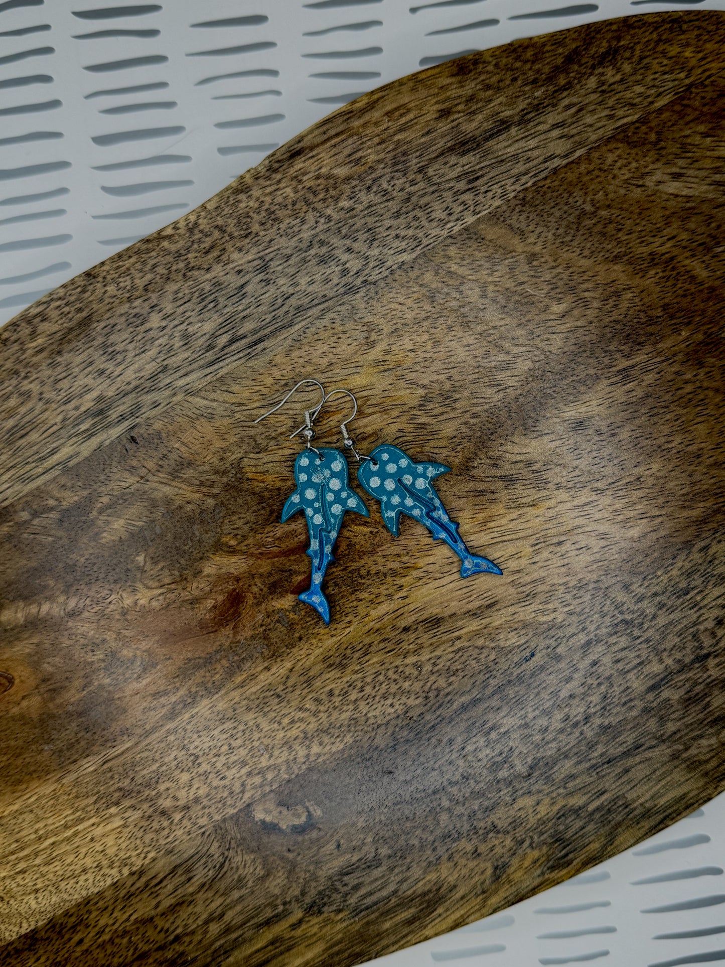 Whale Shark Earrings | Polymer Clay Earrings | Ocean Lovers Jewelry | Handmade Shark Earrings | Beachy Statement Jewelry | Marine Animal Dangles