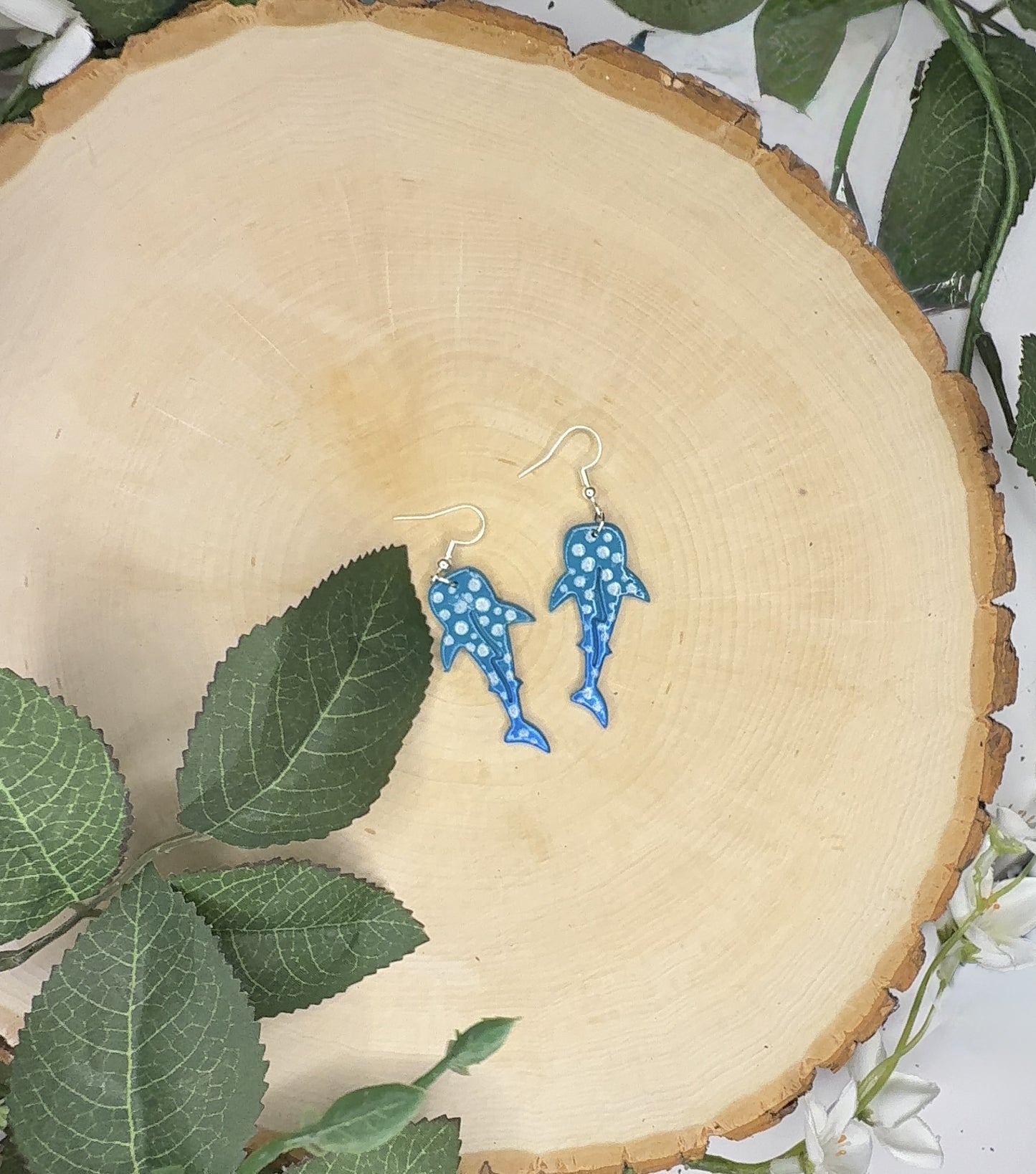 Whale Shark Earrings | Polymer Clay Earrings | Ocean Lovers Jewelry | Handmade Shark Earrings | Beachy Statement Jewelry | Marine Animal Dangles