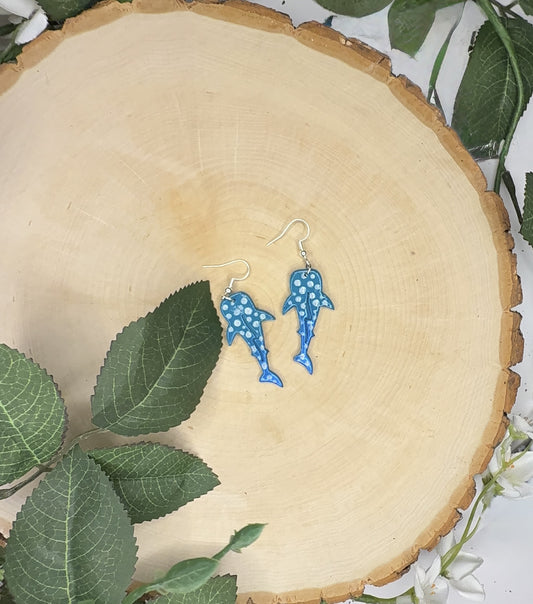 Whale Shark Earrings | Polymer Clay Earrings | Ocean Lovers Jewelry | Handmade Shark Earrings | Beachy Statement Jewelry | Marine Animal Dangles