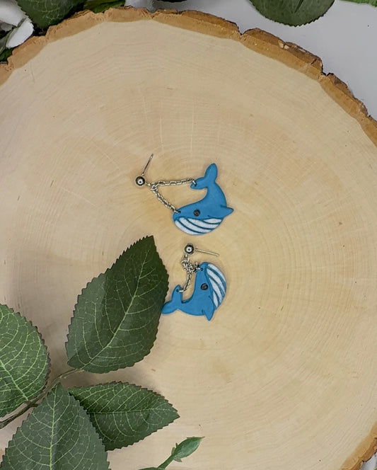 Whale Stud Earrings | Polymer Clay Earrings | Ocean Lovers Jewelry | Cute Whale Earrings | Handmade Marine Animal Studs |