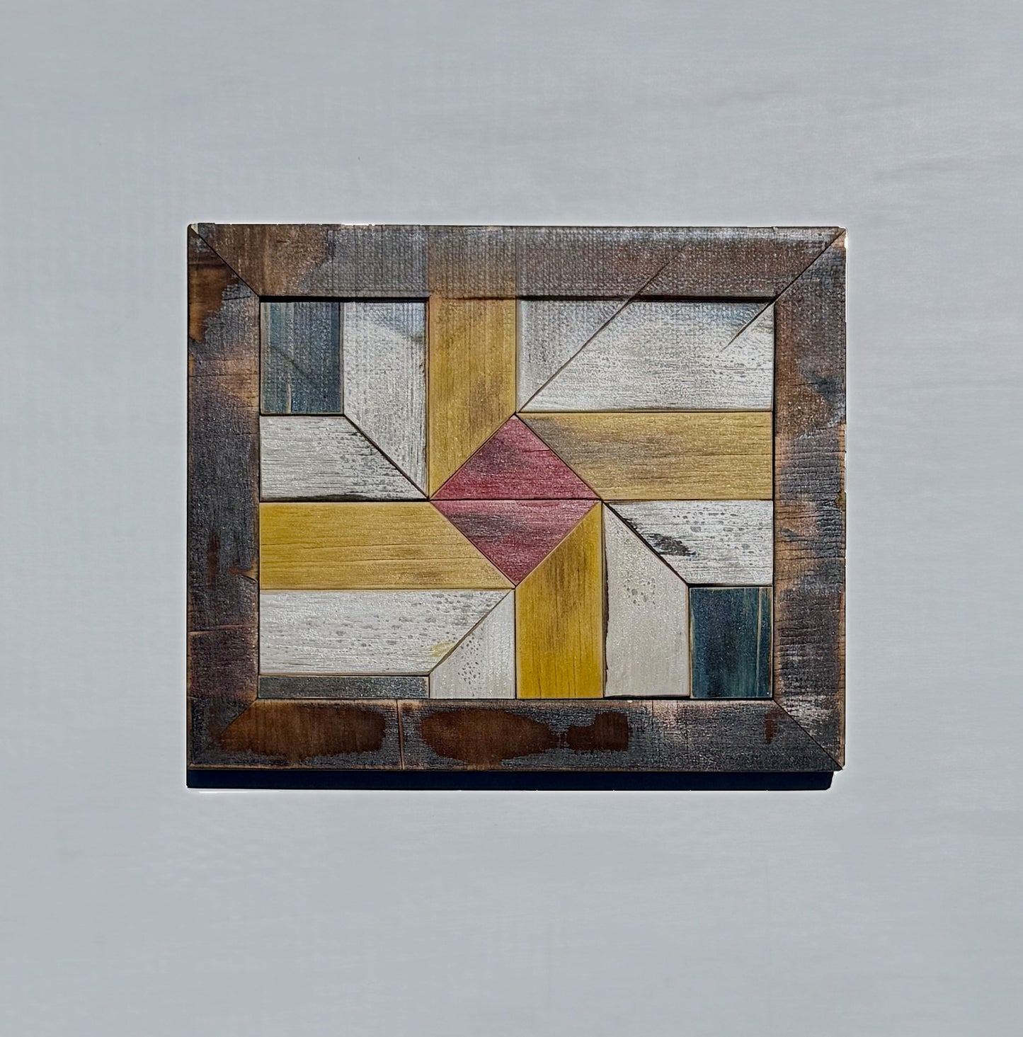 Handmade Wooden Mosaic Wall Art | Rustic Geometric Wall Decor