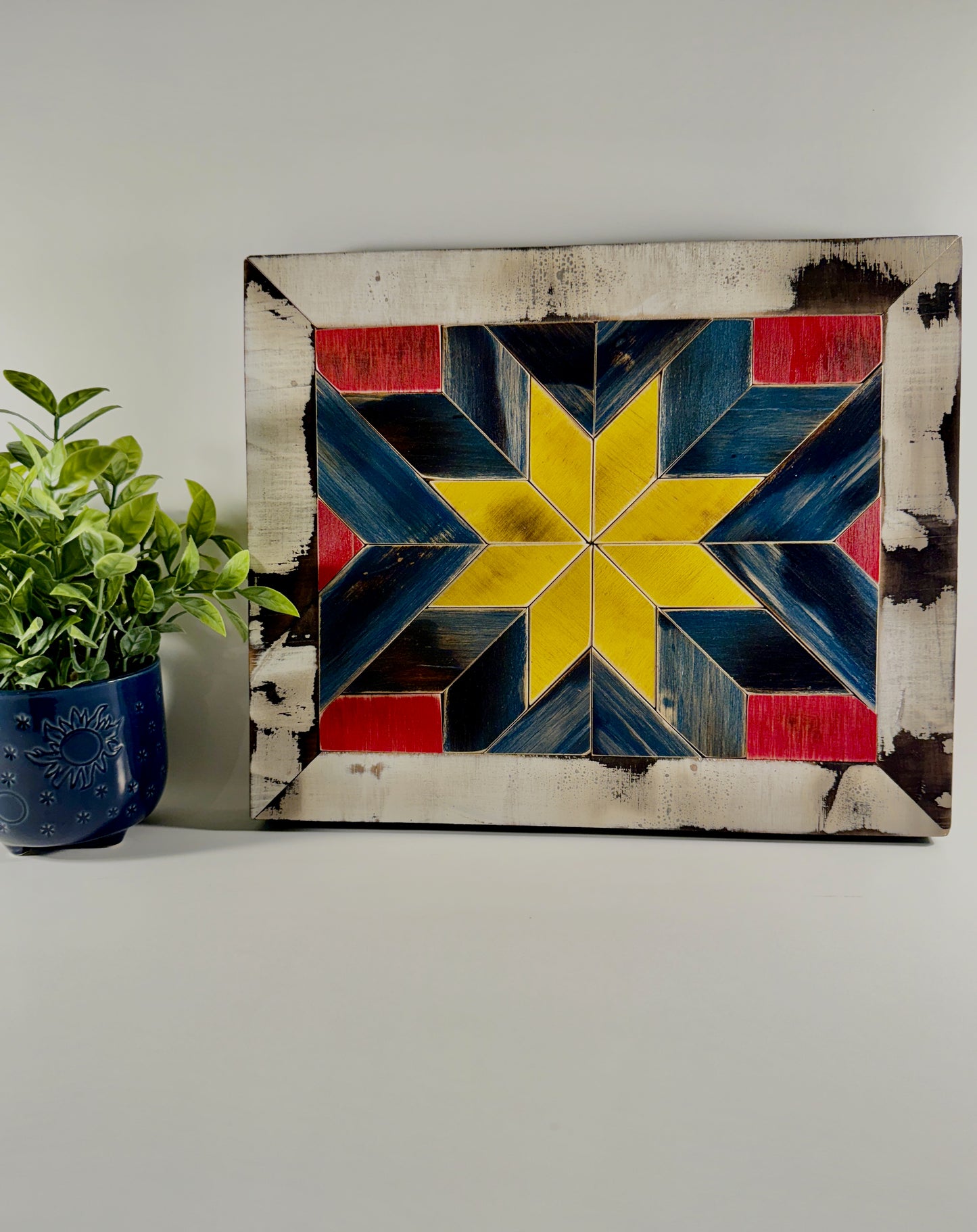 Handmade Wooden Mosaic Wall Art | Rustic Geometric Wall Decor